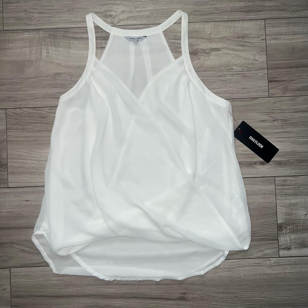 naked zebra white chiffon layered cami tank top women's large nwt